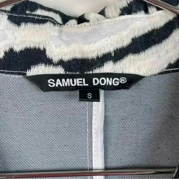 Samuel Dong Black And White Abstract Midi Button Down Dress - Picture 9 of 11